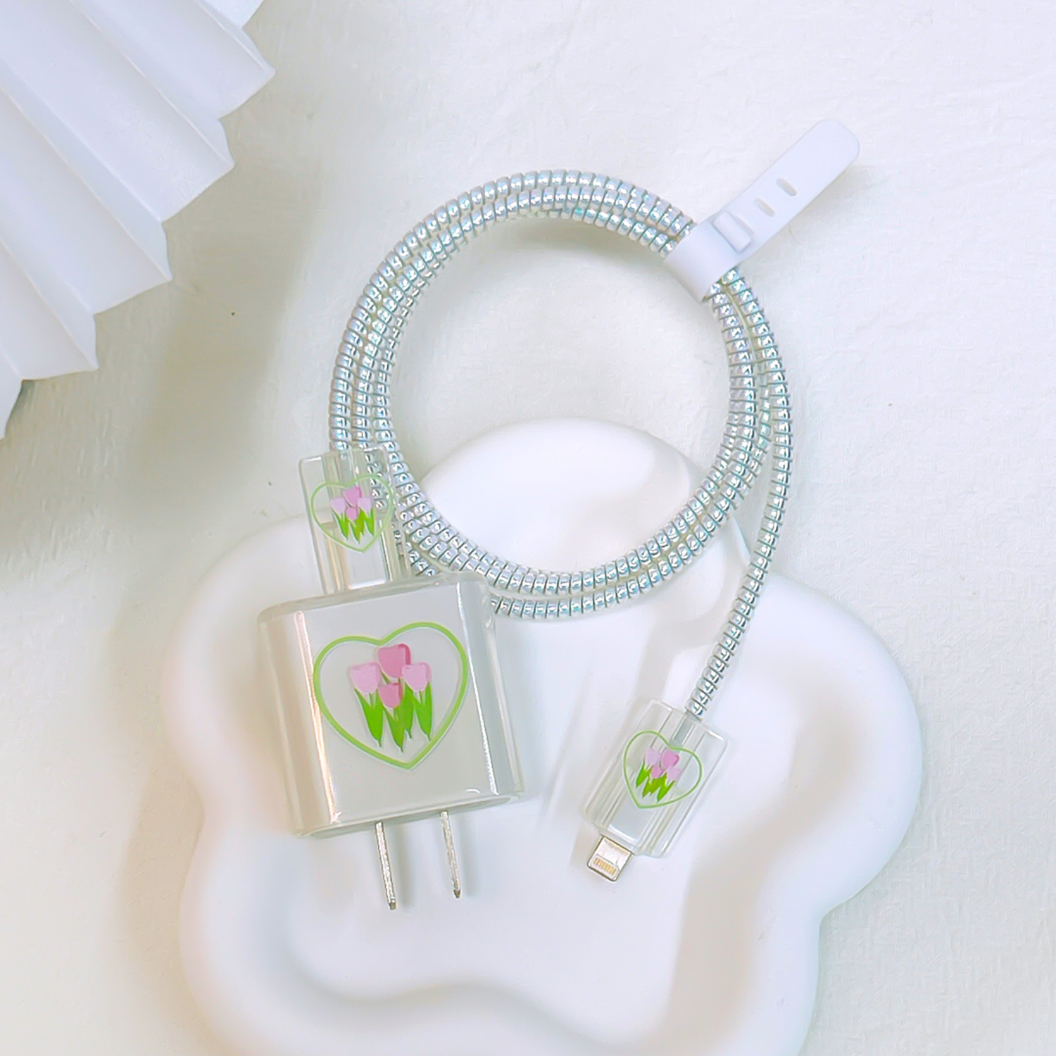 Aplicable a Apple 18W/20W cargador de carga rápida cargador de concha protectora cubierta protectora transparente cáscara suave alambre morder dispositivo pintado