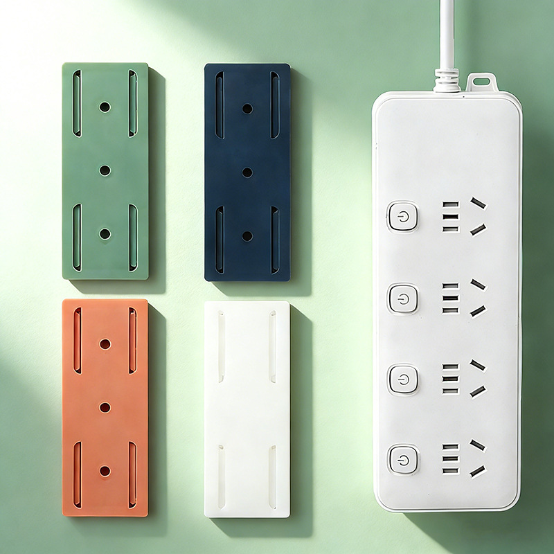 Plug Strip Holder Household Socket Plug Strip Holder Removable Punch-Free Wall Hanging Adhesive Organizer