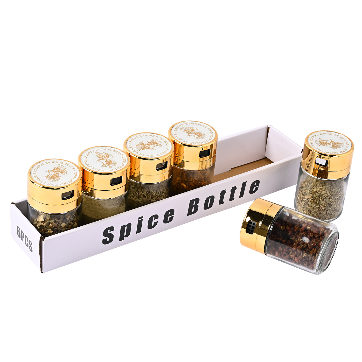 Venta caliente transfronteriza cocina de acero inoxidable Luz de lujo de vidrio condimento tarro traje hogar sellado de vidrio condimento tarro al por mayor