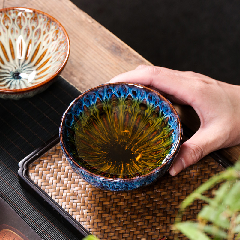 杯の杯の杯の杯の天目の釉薬の杯の工夫の茶器の陶磁器の主人の杯の1杯のお茶の杯の個人の杯を建てます。|undefined