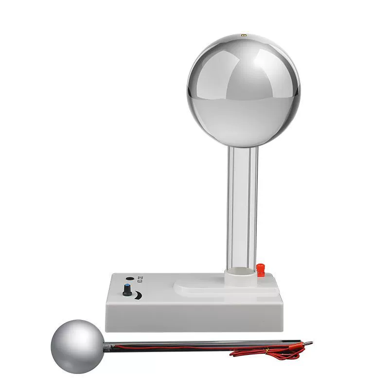 Генератор парадигм объясняет принцип электростатической индукции и демонстрирует физический эксперимент с линиями электропередачи и явлением разряда.