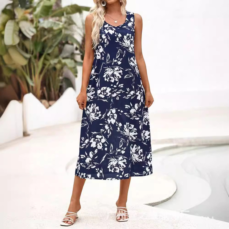 Printed European and American dress Women's Summer plus size Milk Silk Amazon Independent Station newopen Women's High-end Women