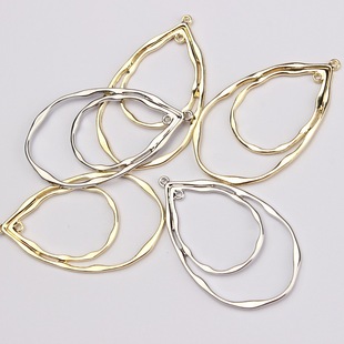 European and American geometric hollow alloy gold-plated silver-plated drop-shaped accessories DIY handmade jewelry accessories material wholesale