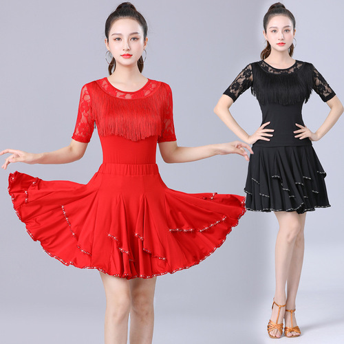 Square dance clothing, professional Latin dance clothing, new female adult practice clothing suit, tassel competition, national standard dance performance