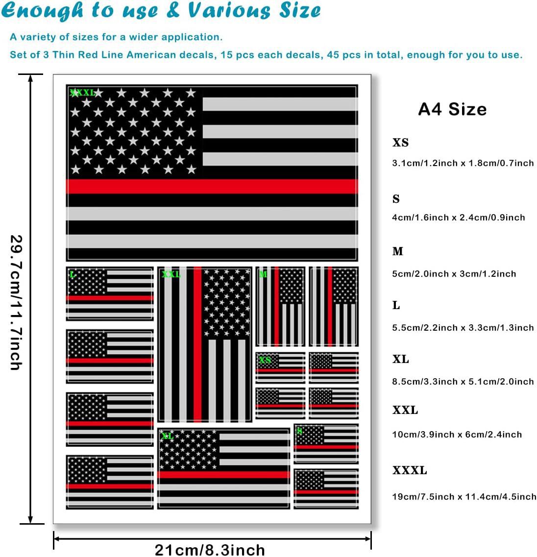 Amazon Venta caliente bandera americana coche pegatinas grandes reflectantes coche cuerpo pegatinas 21x29,7 cm