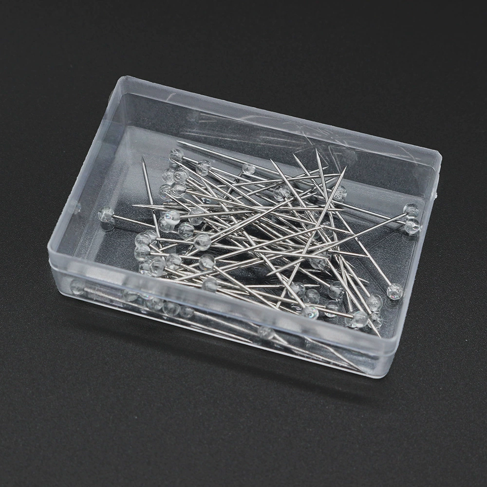 50 шт./Кор. Белая прозрачная стеклянная игла 3*32MMDIY швейная бусина режущая игла невидимая позиционирующая игла с большой головкой