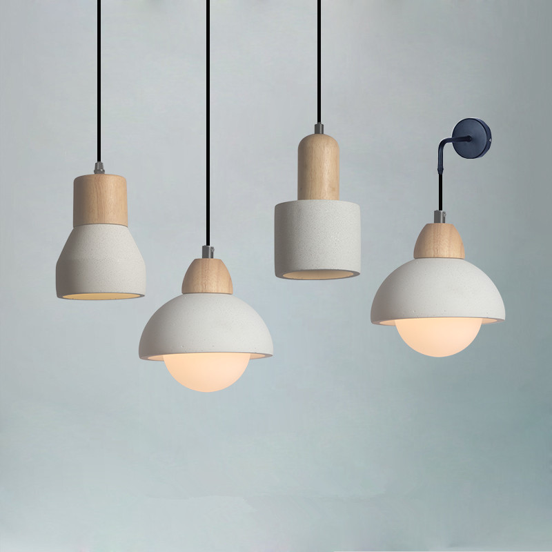 Creative Industrial style concrete small cement chandelier Nordic simple restaurant bar bedroom silent wind hanging line wall lamp