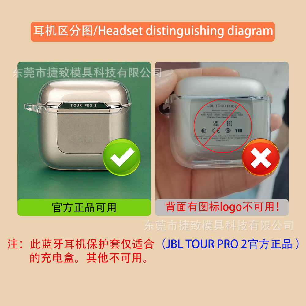 Aplicable a JBL TOUR PRO 2 auricular cubierta protectora transparente TPU Bluetooth silicona suave cáscara de goma suave protección de pantalla