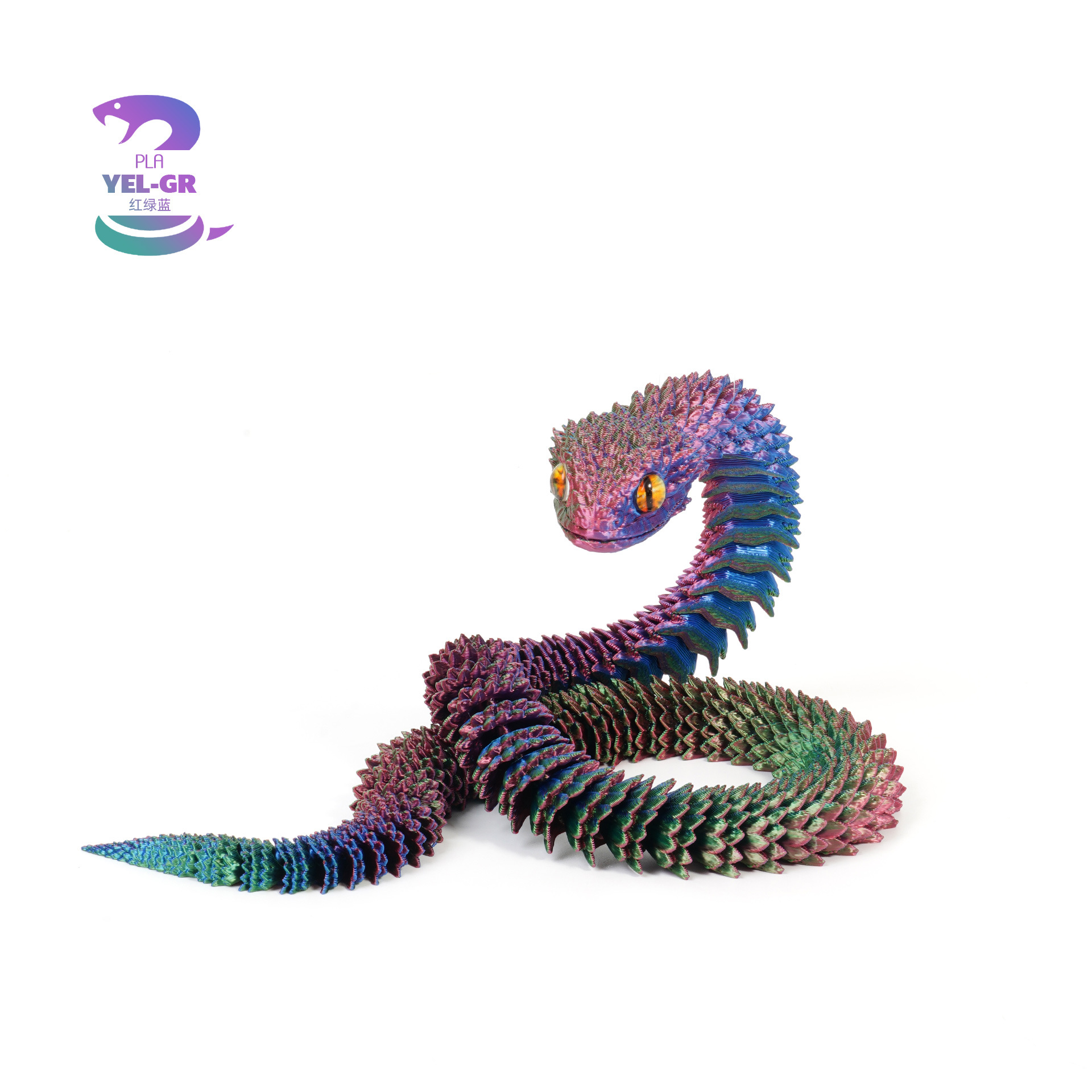 Transfronterizo impresión 3D articulaciones de serpiente móviles vipers adornos hechos a mano modelo de animales de luz nocturna regalo de cumpleaños para niños