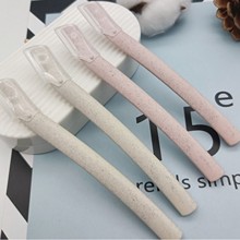 便携式麦秸秆式女士修眉刀长柄带防护网刀片刮眉刀美妆工具