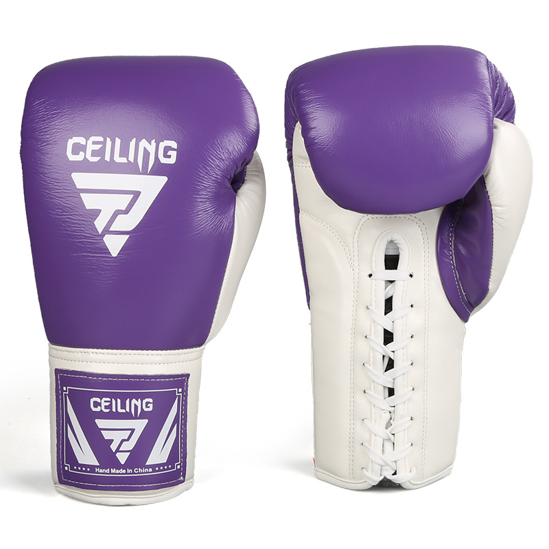 Guantes de boxeo con cuerda de cuero transfronterizo ZTTY Guantes de boxeo de piel de vaca de entrenamiento profesional Guantes de lucha con sacos de arena