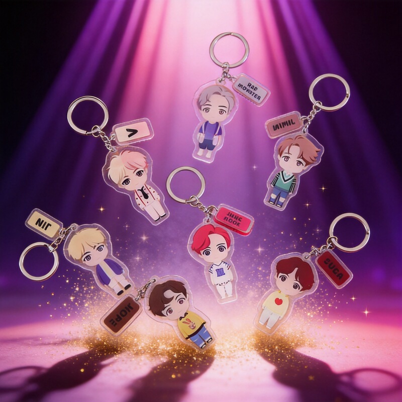 BTS boy band acrylic keychain, anime acrylic pendant, promotional keychain