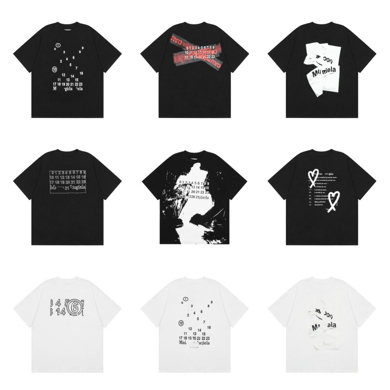 Mm6マギラtシャツ2023夏新作男女カップル服アラビア数字プリント半袖|undefined