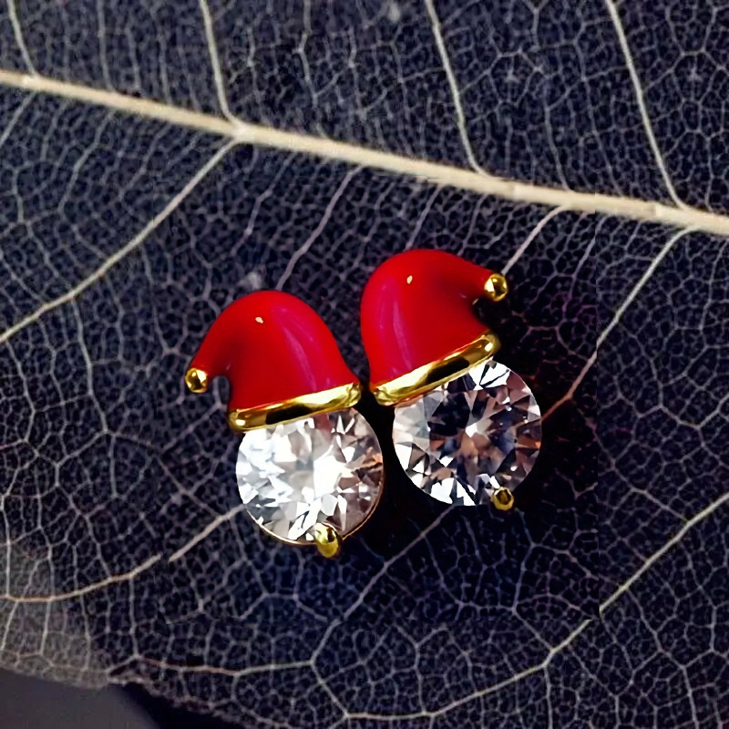 nouvelles boucles d'oreilles de Noël pour l'automne et l'hiver Boucles d'oreilles simples de Noël Boucles d'oreilles chapeau de Noël de style mignon_voghion.com
