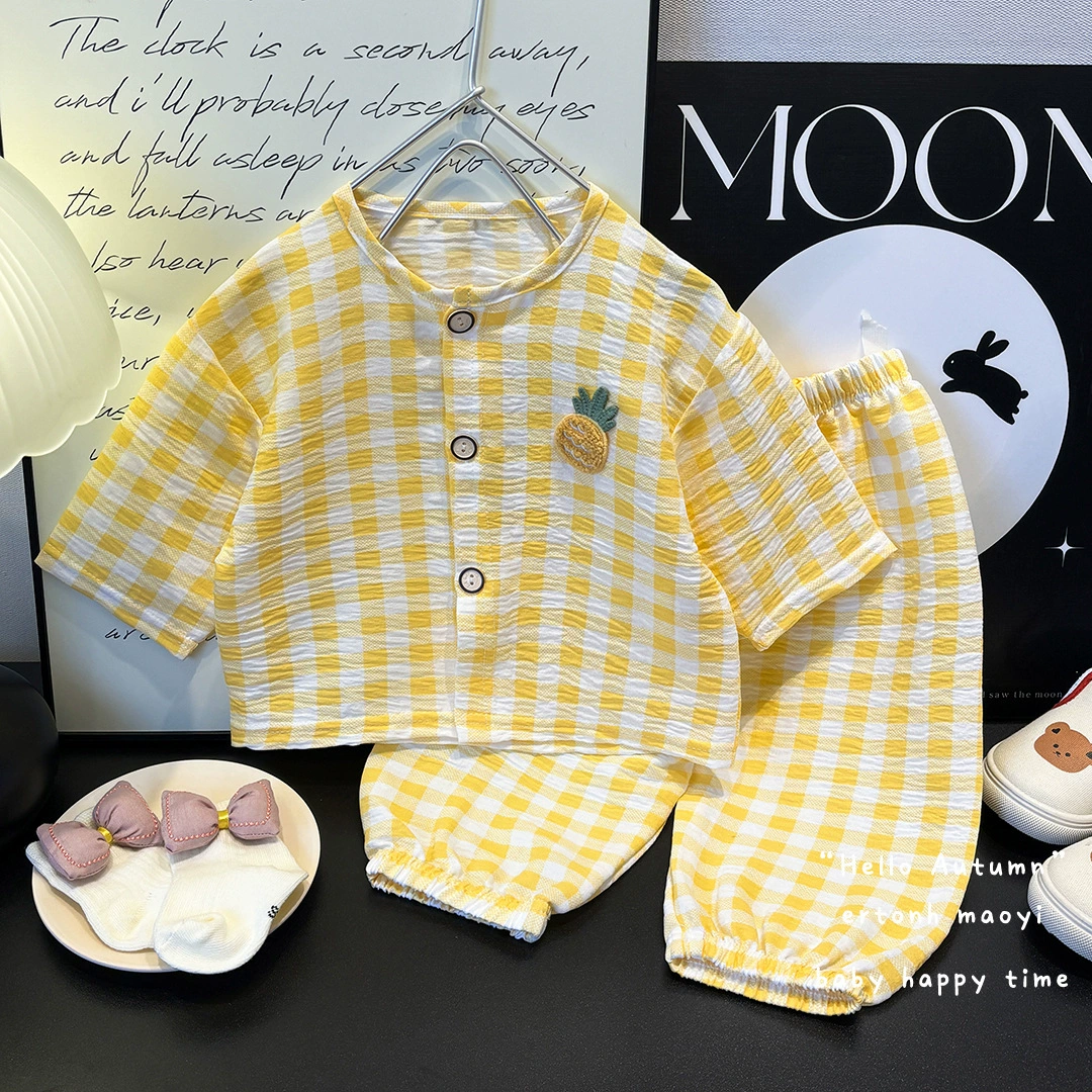 Pijama for men and women, summer set, cartoon cardigan, children's overall, autumn trousers