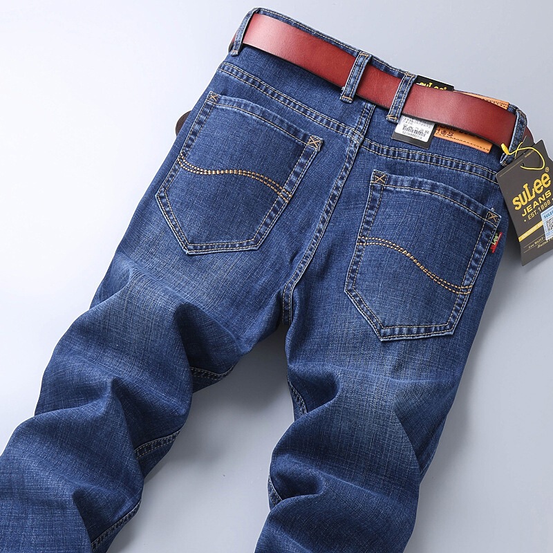 Su Lee Men's Jeans Spring and Summer Men's Straight Loose Large Size Stretch Business Casual Pants Men's Pants
