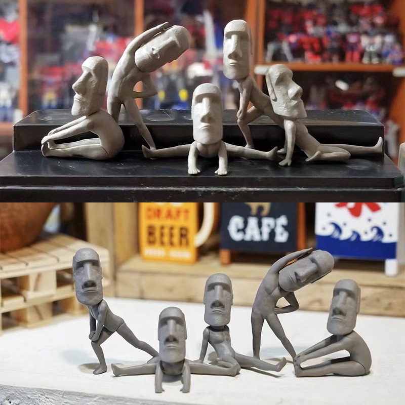 If You Are Bored, Let’S Exercise Together during Yoga Exercises! Cute Cartoon Ornaments on the Desktop