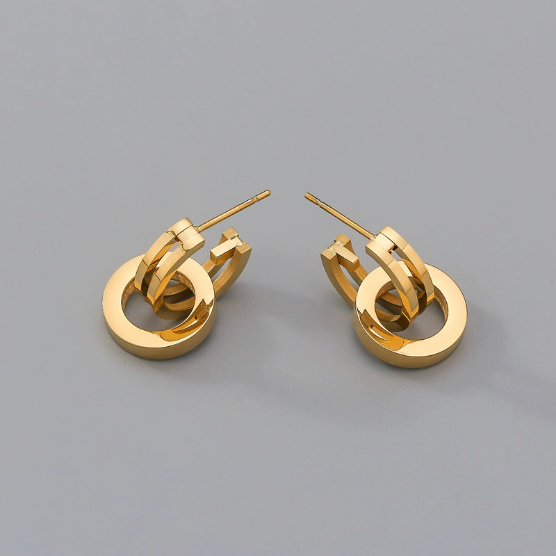 Серебряные сережки из нержавеющей стали, аксессуары, 18 карат, простой и элегантный дизайн