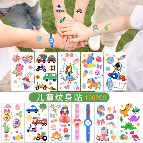 ins style waterproof cute watch small fresh children cartoon tattoo sticker set arm face sticker wholesale