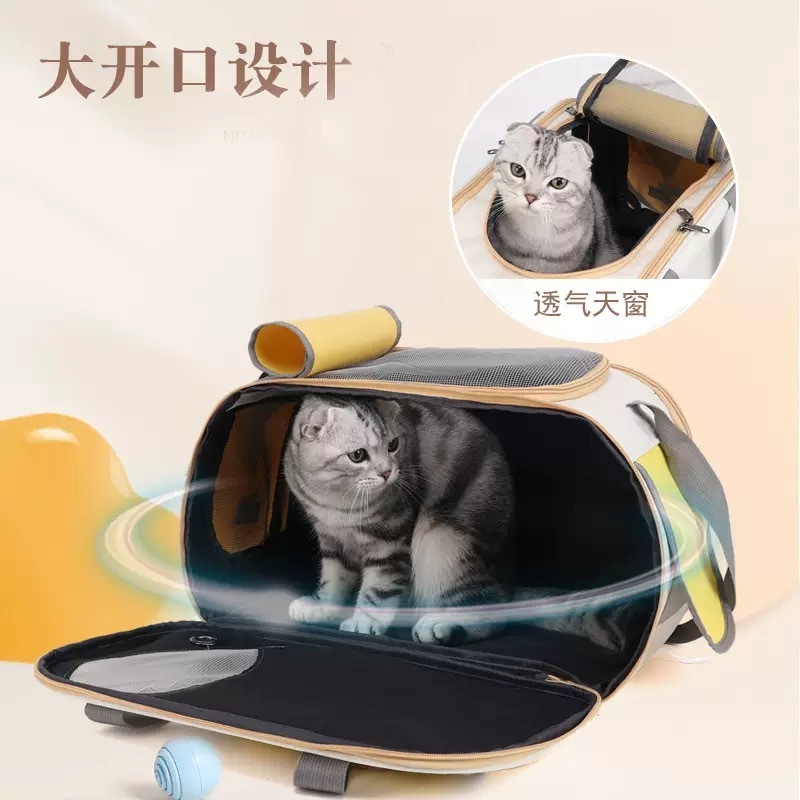 ファッショナブルなオックスフォード布クロスボーダー新しい猫バッグ大容量軽量通気性猫と犬ユニバーサルショルダーアウトペットバッグ|undefined