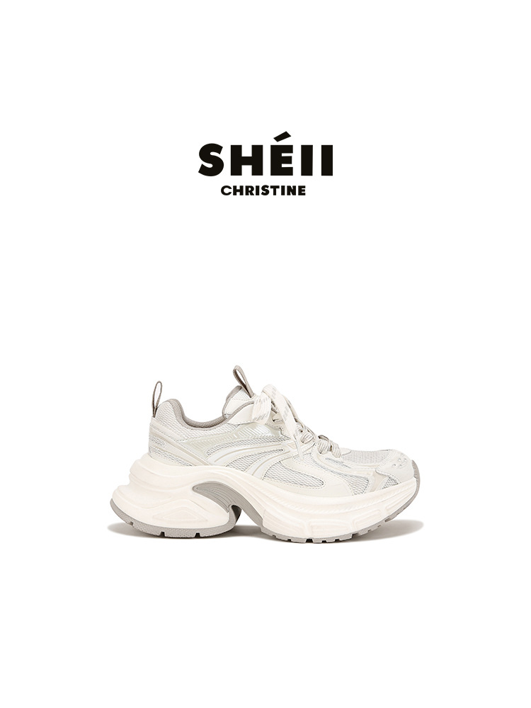 [Estación europea] Niña de la montaña de la montaña ~ 6 cm de altura ultra ligera de malla de fondo grueso respirado zapatos deportivos casuales zapatos de mujer