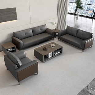 Office Sofa Leather Business Lounge VIP Reception Bank Meeting Room Sofa Coffee Table Combination suit