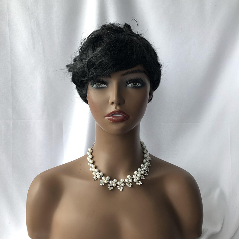 Amazonas Europa y América pelucas de moda floja damas inclinadas franjas curvas fibra química pelucas de cabeza completa fábrica en stock