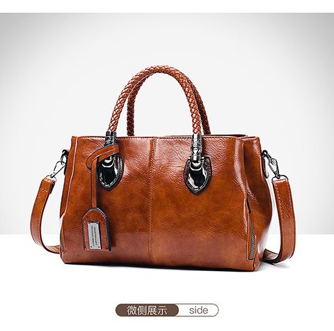European and American retro women's bag trend, new cross-border hand-held shoulder crossbody bag made of oil wax leather for export, one piece, global consignment undefined