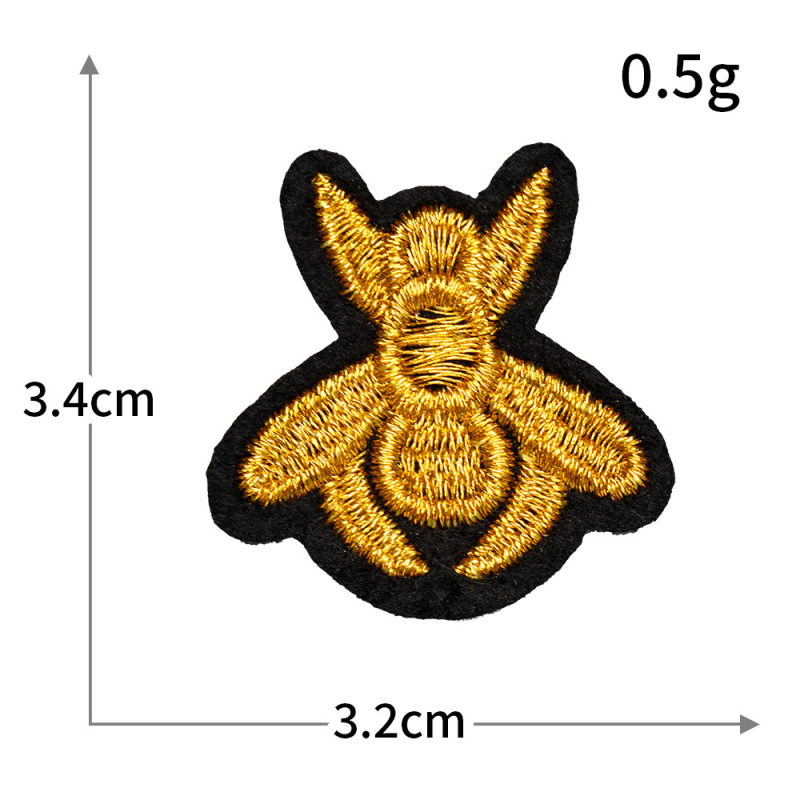 小型金銀糸クラウン蜂バッジコンピュータ刺繍スポーツ文字刺繍布ステッカー粘着パッチステッカー|undefined