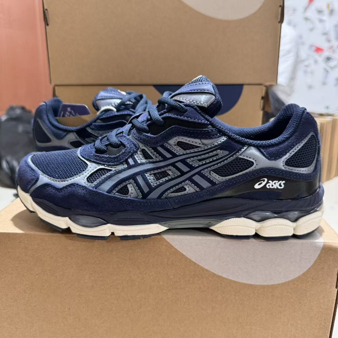 莆田亚瑟运动鞋GEL-NYC复古百搭休闲防滑耐磨拼接网面透气跑步鞋