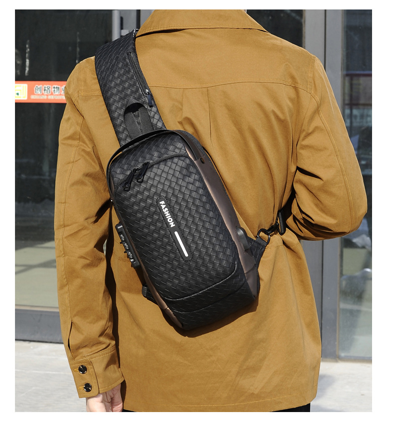 Cross-border men's chest bag, anti-theft password lock, single-shoulder bag, casual and simple crossbody bag, water-resistant outdoor storage chest bag undefined