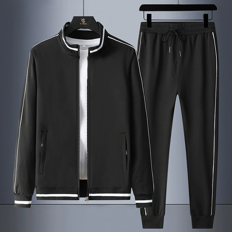 Мужской костюм Новая Мода Кардиган с капюшоном Свитер костюм Мужской весна-осень Топ с длинным рукавом Плоские брюки Комплект из двух предметов