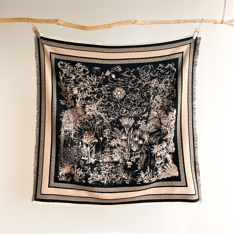 Écharpe en cachemire d'imitation chaude d'hiver avec pompons, écharpe carrée douce, confortable, épaisse et de grande taille, châle_voghion.com