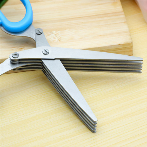 Chive scissors for kitchen home use five-layer vegetable chive shredder paper chive scissors stainless steel three-layer scissors