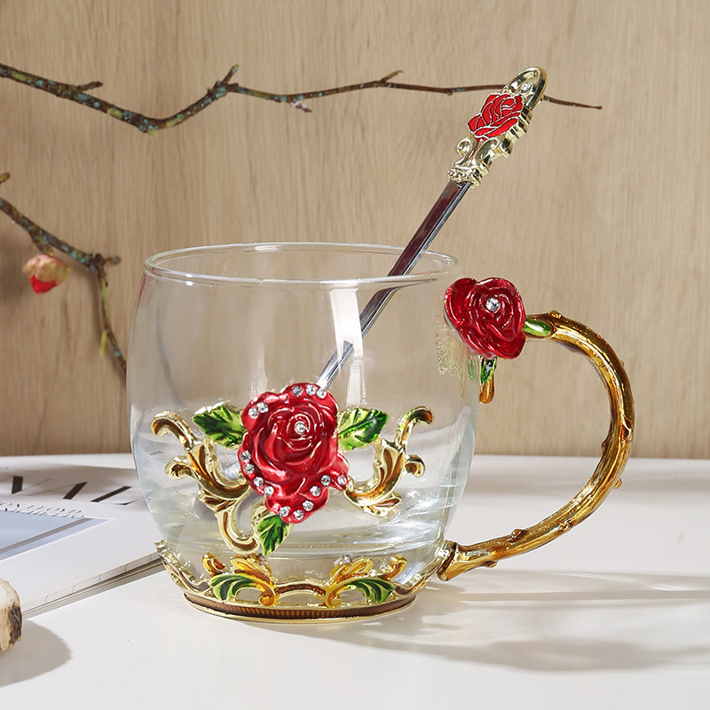 Hitzebeständige Glastasse Mit Floralem Emaille-design_voghion.com
