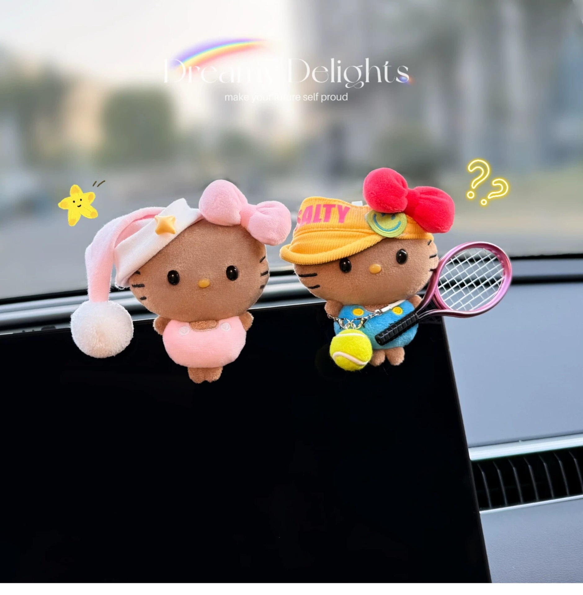 2026 New Car Ornaments, Dashboard Screen Lying Car Doll, Display Car Interior Decorations, Cute Kitty