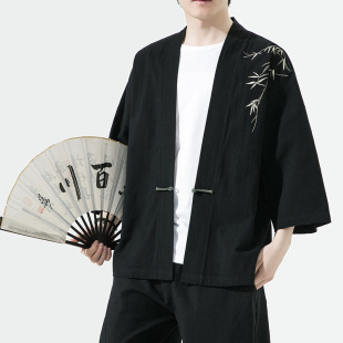 New Chinoiserie Improved Han Dynasty Chinoiserie Men's Ancient Style Taoist Robe Embroidered Jacket Japanese Style Style Style A100-735-050