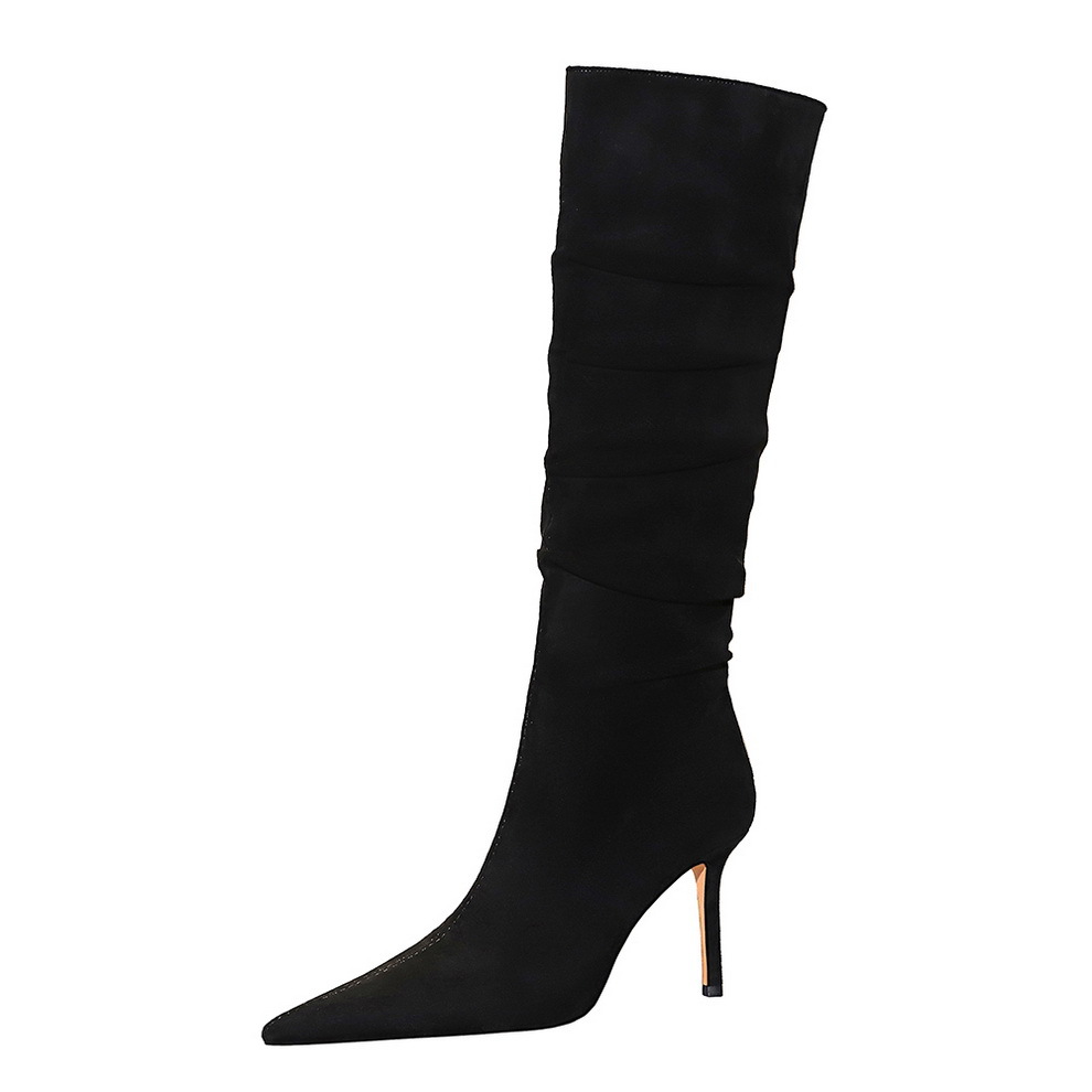315-A19 Vintage European And American Style Winter Women's Boots, Ultra Thin Heel, Wrinkled Suede, Pointed Toe, Party_vogvips.com