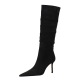 315-A19 Vintage Winter Women's Boots Super High Heel Fine Heel Wrinkled Suede Pointed Banquet High Boot