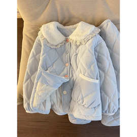 G5Z减龄娃娃领三层夹棉睡衣女2025冬季新款保暖加绒大码家居服套