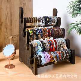 实木多层首饰品展示架手串头绳发圈收纳架摆摊柜台手表置物架