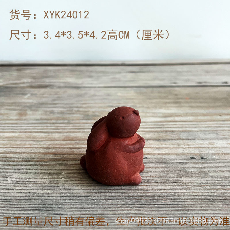 粗陶手作茶宠家用线香红陶办公文化用品创意陶瓷工艺品招财猫摆件|undefined
