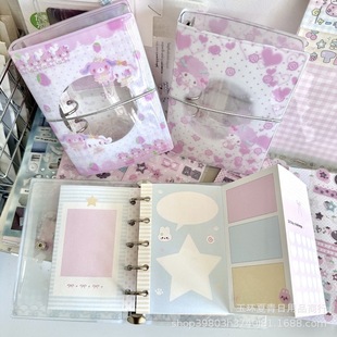 Japanese Ins Cute Soft Pink Dessert Rabbit Vintage M5 Loose-Leaf Transparent Notebook Diary Planner