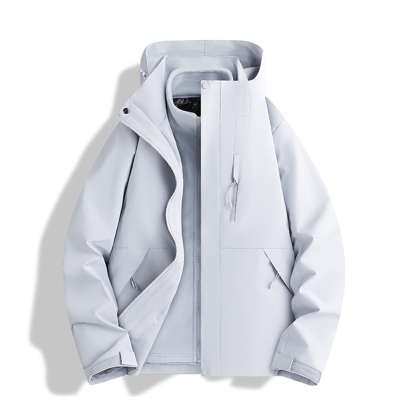 Jacket Women's Spring & Fall New Three-In-One Detachable Hooded Jacket Men's Windproof and Waterproof Outdoor Hiking and Mountaineering Clothing