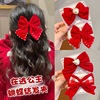 Children's festive hairgrip, hair accessory with bow, Chinese style, no hair damage