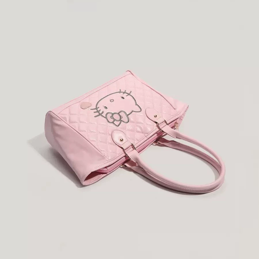 Сумка ручная через плечо (Sanrio) Hello Kitty, ромбовидная стёганая, розовая, 30×11×22 см