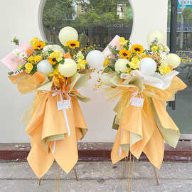 镀金铁艺三脚架开业花篮花架高端金色铁架子花店插花鲜花支架批发