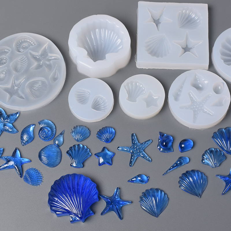 Mirror Ocean Series Crab Shell Starfish Conch Horse Crystal Glue Dropping Mould Mobile Phone Case Decorative Accessories