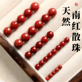 文精品凉山南红散珠单珠diy串珠手链配珠满色柿子红南红手串配件