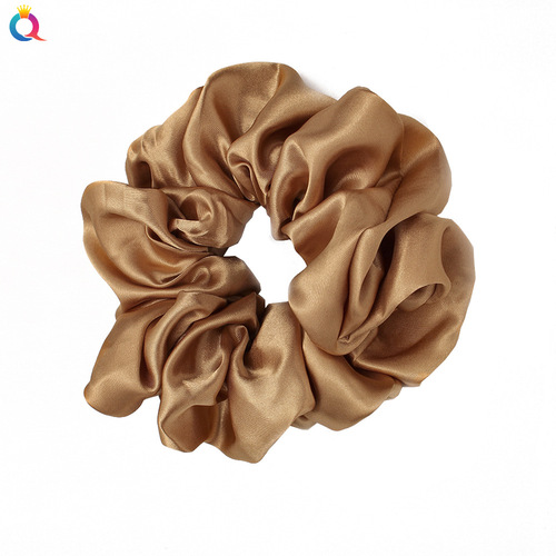 Qiyue European and American cross-border fashion colorful large intestine hair ties solid color satin versatile ponytail hair ties hair rope OL hair accessories for women